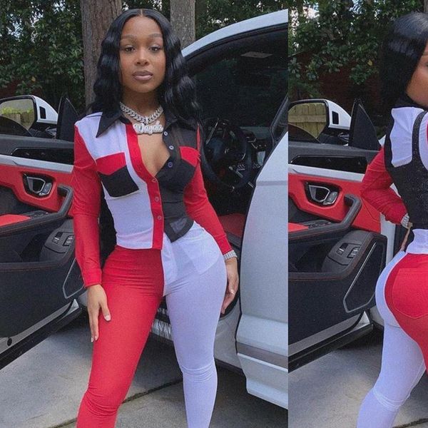 women tracksuits sets fashion clothing lady skinny two piece set shirt contrast color pants club wear patchwork matching, Gray
women tracksuits sets fashion clothing lady skinny two piece set shirt contrast color pants club wear patchwork matching, Gray