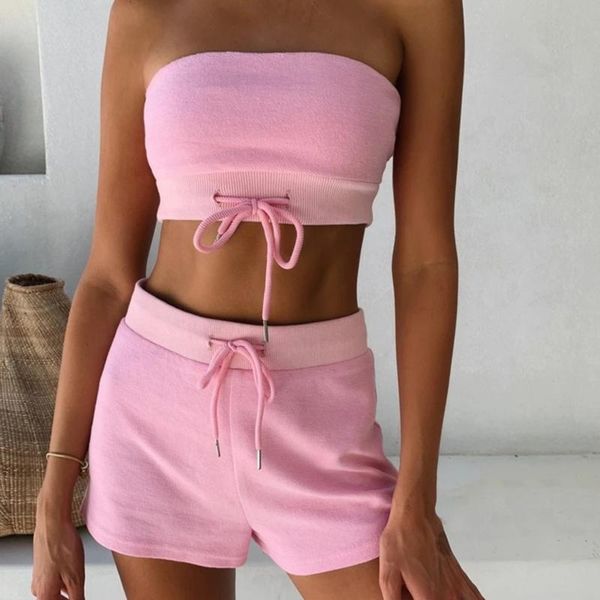 women sets strapless backless off shoulder summer fashion shorts solid color high waist lace up female clothing women's tracksuits, Gray
women sets strapless backless off shoulder summer fashion shorts solid color high waist lace up female clothing women's tracksuits, Gray