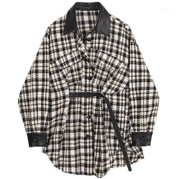 women's wool & blends coat belt fashion jacket plaid winter casual spring elegant with coats, Black
women's wool & blends coat belt fashion jacket plaid winter casual spring elegant with coats, Black