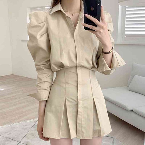 casual dresses vestidos mujer autumn all-match khaki lapel single-breasted pleated long-sleeved shirt dress mini robe loose white black fs3o, Black;gray
casual dresses vestidos mujer autumn all-match khaki lapel single-breasted pleated long-sleeved shirt dress mini robe loose white black fs3o, Black;gray