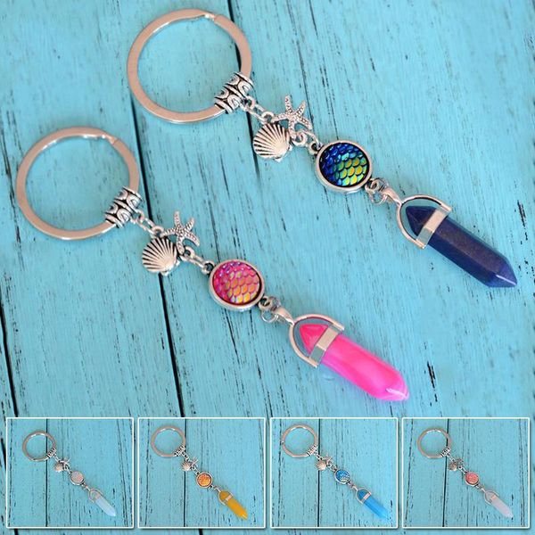 keychains natural stone hexagonal prism point crystal pendant lapis lazuli green aventurine tiger eye key rings chain, Silver
keychains natural stone hexagonal prism point crystal pendant lapis lazuli green aventurine tiger eye key rings chain, Silver