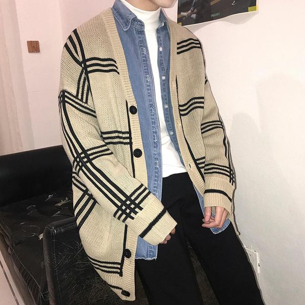 men's sweaters autumn and winter sweater men 's retro ins knitted cardigan idle style baggy coat korean v-neck, White;black
men's sweaters autumn and winter sweater men 's retro ins knitted cardigan idle style baggy coat korean v-neck, White;black
