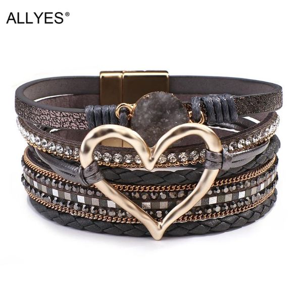 tennis allyes metal love heart charm leather bracelet for women multilayer rhinestone resin braided wrap couple jewelry, Golden;silver
tennis allyes metal love heart charm leather bracelet for women multilayer rhinestone resin braided wrap couple jewelry, Golden;silver