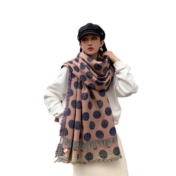 fashion autumn and winter cashmere scarf women's style, round dot color matching to keep warm versatile scarves, Blue;gray
fashion autumn and winter cashmere scarf women's style, round dot color matching to keep warm versatile scarves, Blue;gray