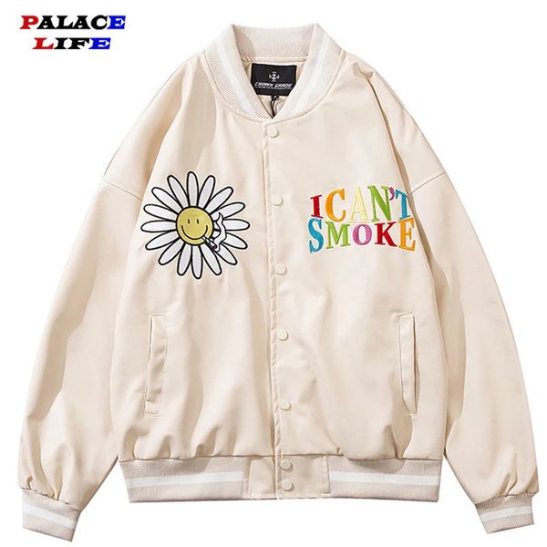new men pu leather patchwork bomber daisy embroidery lter spring and autumn college style men's baseball et 2021, Black
new men pu leather patchwork bomber daisy embroidery lter spring and autumn college style men's baseball et 2021, Black