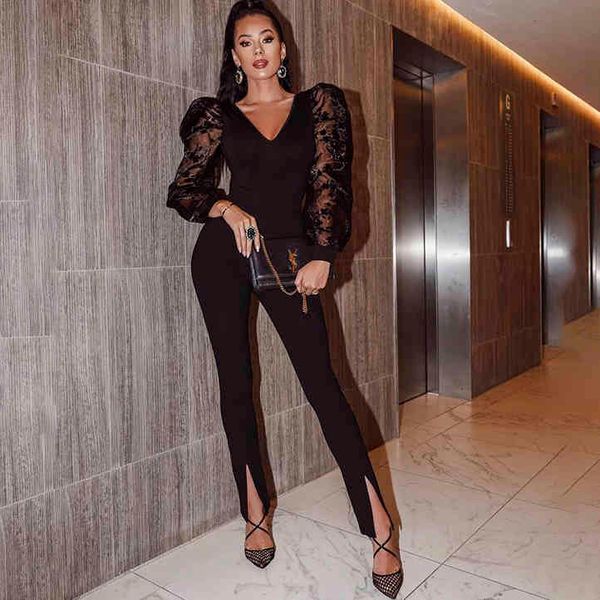 capris winter luxury long sleeve v neck black mesh women bandage jumpsuit celebrity designer fashion rompers, Black;white
capris winter luxury long sleeve v neck black mesh women bandage jumpsuit celebrity designer fashion rompers, Black;white