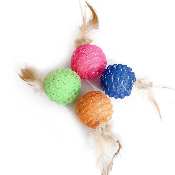 cat toys 1/4pcs fun interactive ball with feather the brightly colored bell for entertainment pet product
cat toys 1/4pcs fun interactive ball with feather the brightly colored bell for entertainment pet product