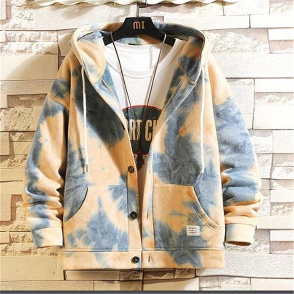 men's jackets 2021 autumn winter jacket tie-dye hooded single-breasted sweater casual loose cardigan outerwear coats, Black;brown
men's jackets 2021 autumn winter jacket tie-dye hooded single-breasted sweater casual loose cardigan outerwear coats, Black;brown