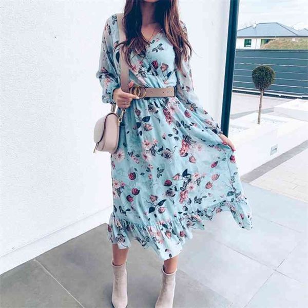 women floral print dress plus size ruffle boho autumn winter v neck spring elegant maxi long beach vestidos 210427, Black;gray
women floral print dress plus size ruffle boho autumn winter v neck spring elegant maxi long beach vestidos 210427, Black;gray