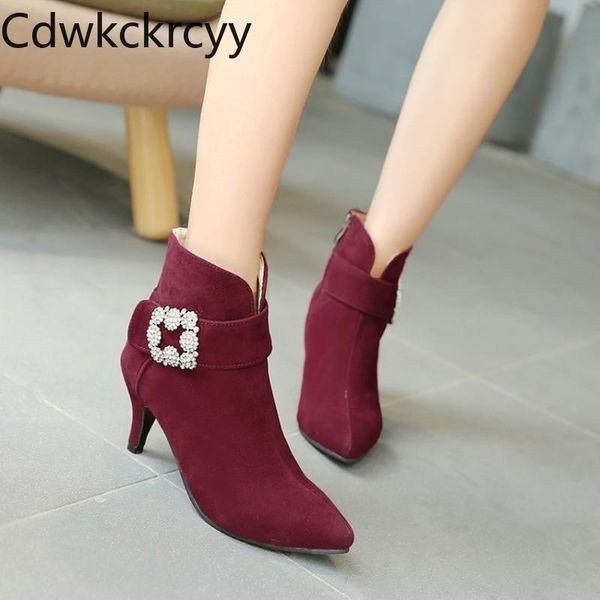 boots winter the fashion pointed fine heel red rhinestone plus velvet keep warm high women size 34-48, Black
boots winter the fashion pointed fine heel red rhinestone plus velvet keep warm high women size 34-48, Black