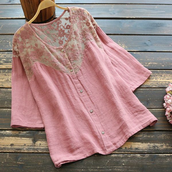 women's jackets pink embroidery cotton splice lace women blouses vintage button summer pullover casual linen shirt 9uwz, Black;brown
women's jackets pink embroidery cotton splice lace women blouses vintage button summer pullover casual linen shirt 9uwz, Black;brown