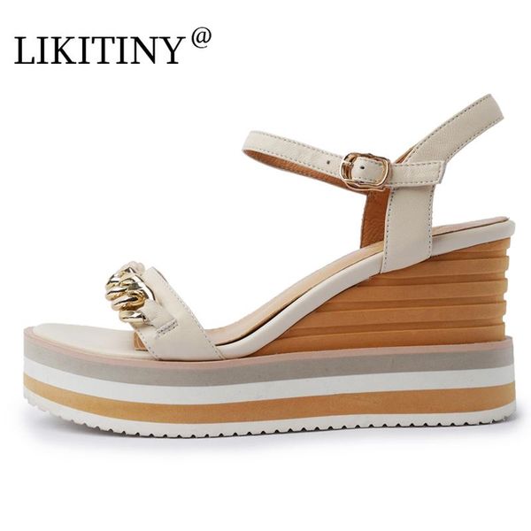 sandals likitiny 2021 summer leisure women's shoes genuine leather comfortable bohemia metal chain wedges beige ladies, Black
sandals likitiny 2021 summer leisure women's shoes genuine leather comfortable bohemia metal chain wedges beige ladies, Black
