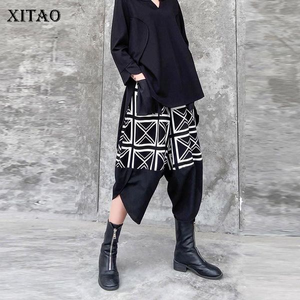 women's pants & capris xitao high waist irregular black women clothes 2021 spring pocket personality elastic harem xj3939, Black;white
women's pants & capris xitao high waist irregular black women clothes 2021 spring pocket personality elastic harem xj3939, Black;white