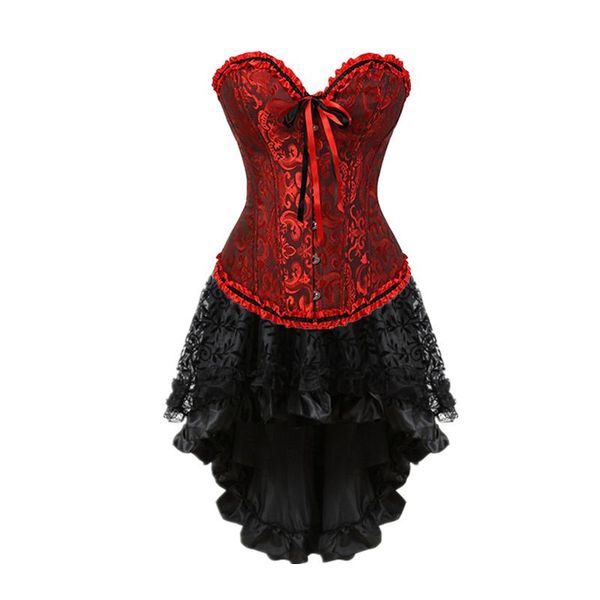 bustiers & corsets women lingerie and bustier with high low skirt set corset prom dress burlesque costumes waist training corselete sui, Black;white
bustiers & corsets women lingerie and bustier with high low skirt set corset prom dress burlesque costumes waist training corselete sui, Black;white