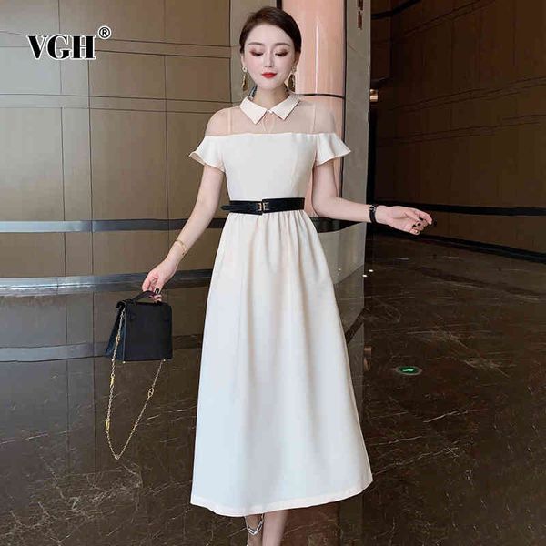 vgh white elegant patchwork mesh dress for women lapel short sleeve high waist sashes slim midi dresses female summer style 210421, Black;gray
vgh white elegant patchwork mesh dress for women lapel short sleeve high waist sashes slim midi dresses female summer style 210421, Black;gray