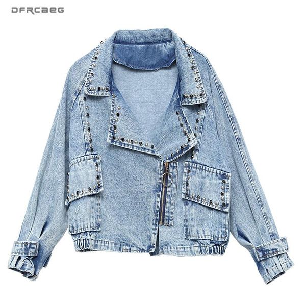 women's jackets vintage plus size women denim jacket with beading 2021 spring streetwear loose ladies jean female cardigan coat outwear, Black;brown
women's jackets vintage plus size women denim jacket with beading 2021 spring streetwear loose ladies jean female cardigan coat outwear, Black;brown