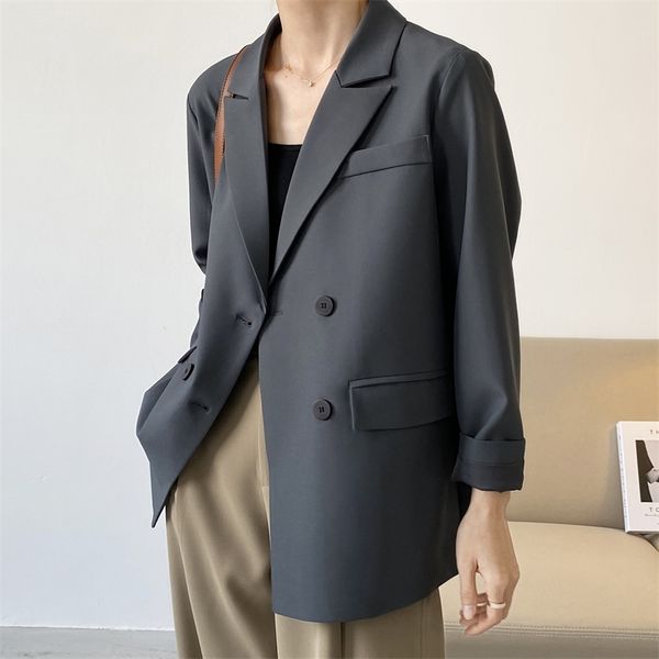 spring basic black suit jacket women's loose long sleeve casual oversized blazer v-neck double breasted cardigan 210826, White;black
spring basic black suit jacket women's loose long sleeve casual oversized blazer v-neck double breasted cardigan 210826, White;black