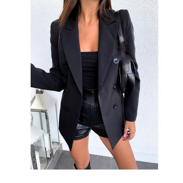 women's suits & blazers solid jackets black lapel long sleeves button office lady khaki business blazer spring women double breasted co, White;black
women's suits & blazers solid jackets black lapel long sleeves button office lady khaki business blazer spring women double breasted co, White;black