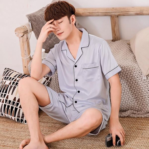 plus size men's silk pajamas sets short sleeve loose stain ice nightgown solid pjs sleepwear summer home wear 2pcs/set, Black;brown
plus size men's silk pajamas sets short sleeve loose stain ice nightgown solid pjs sleepwear summer home wear 2pcs/set, Black;brown