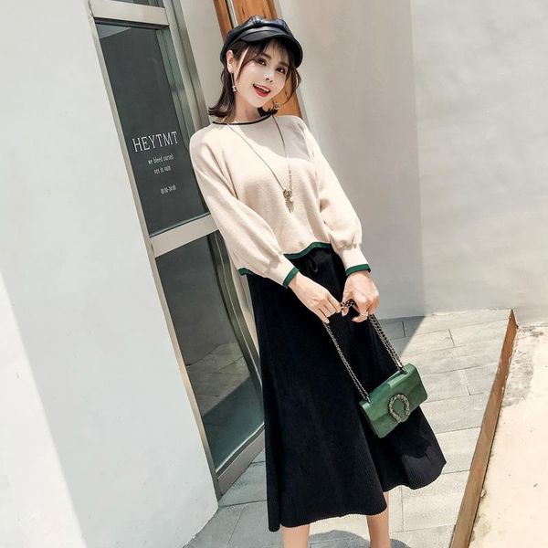 women's two piece pants womans apricot sweater + black a-line skirt sets spring autumn casual two-pieces suits full knit midi dress win, White
women's two piece pants womans apricot sweater + black a-line skirt sets spring autumn casual two-pieces suits full knit midi dress win, White