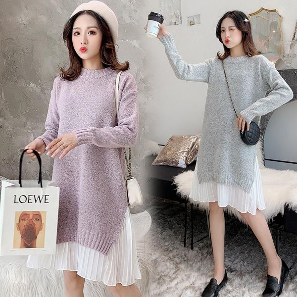 maternity dresses pregnancy clothes sweater dress patchwork thick winter knitted ruffle gown pullover full sleeve for women, White
maternity dresses pregnancy clothes sweater dress patchwork thick winter knitted ruffle gown pullover full sleeve for women, White