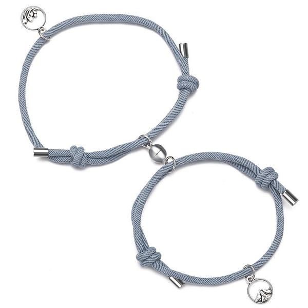 link, chain 2pcs couple magnet attract lover bracelet gift for men women friend rope charm personality jewelry, Black
link, chain 2pcs couple magnet attract lover bracelet gift for men women friend rope charm personality jewelry, Black