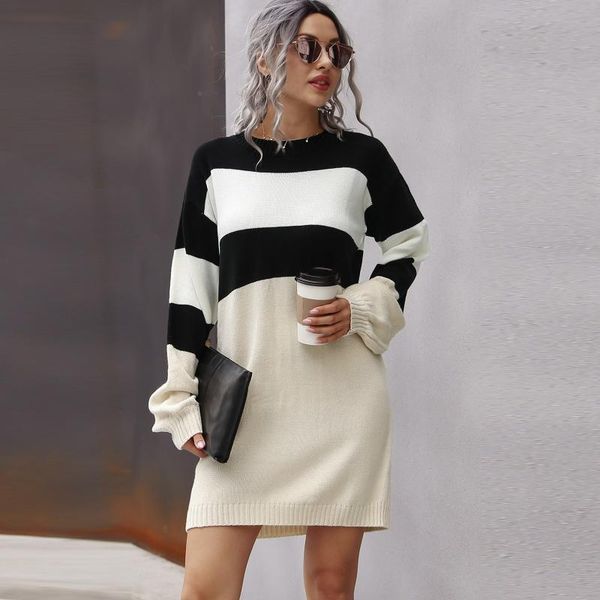 casual dresses women striped spliced long sleeve color match o neck pullover sweater knit mini dress loose plus size, Black;gray
casual dresses women striped spliced long sleeve color match o neck pullover sweater knit mini dress loose plus size, Black;gray