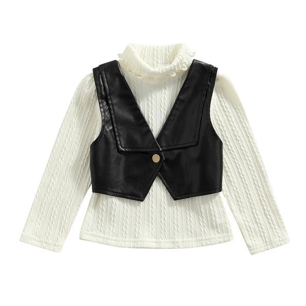 clothing sets little girls spring autumn t-shirt and vest set fashion solid color long sleeve knitted pullover with leather, White
clothing sets little girls spring autumn t-shirt and vest set fashion solid color long sleeve knitted pullover with leather, White