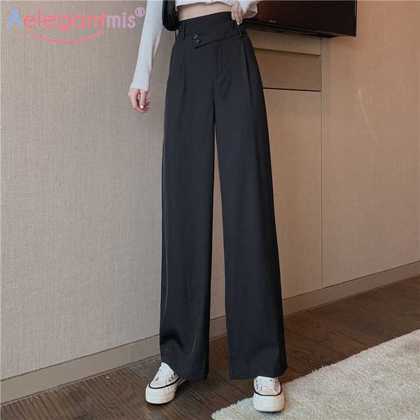aelegantmis high waist wide leg pants women office lady loose casual black straight trousers soft solid long korean chic 210607, Black;white
aelegantmis high waist wide leg pants women office lady loose casual black straight trousers soft solid long korean chic 210607, Black;white