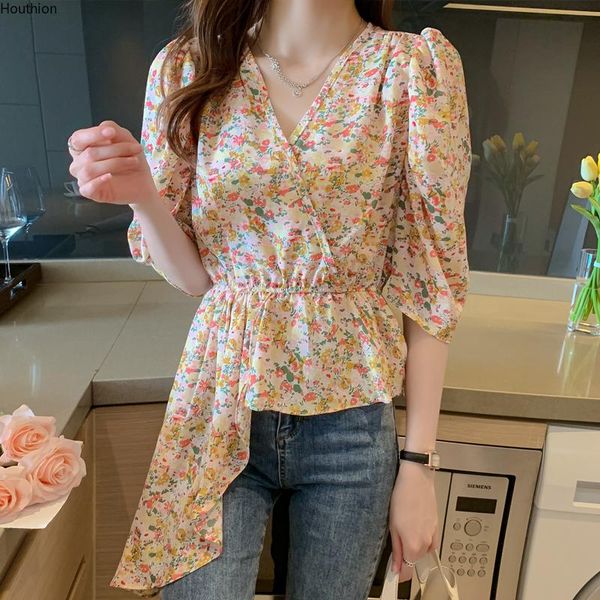 women's blouses & shirts houthion sleeve blouse v-neck shirt irregular floral summer korean fashion casual puff blusas, White
women's blouses & shirts houthion sleeve blouse v-neck shirt irregular floral summer korean fashion casual puff blusas, White