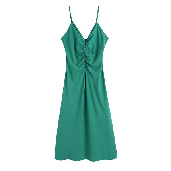 solid green summer dress elegant fashion v-neck folds sundress women vintage chic dresses female 210430, Black;gray
solid green summer dress elegant fashion v-neck folds sundress women vintage chic dresses female 210430, Black;gray