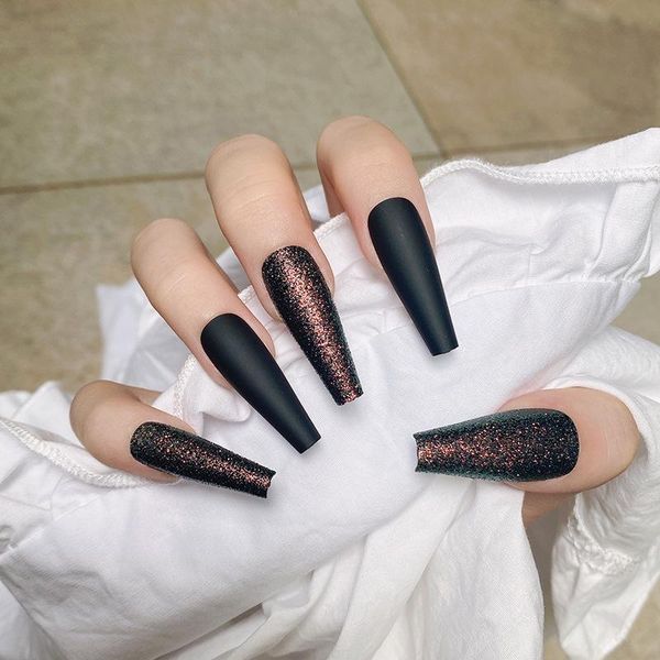 nail gel 24pcs black glitter patch glue type removable long paragraph fashion manicure save time false nails, Red;pink
nail gel 24pcs black glitter patch glue type removable long paragraph fashion manicure save time false nails, Red;pink