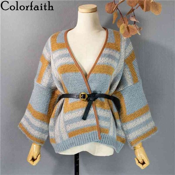 women's knitwear autumn winter striped v-neck cardigans oversize with belt three quarter sweaters swc1056 210427, White;black
women's knitwear autumn winter striped v-neck cardigans oversize with belt three quarter sweaters swc1056 210427, White;black
