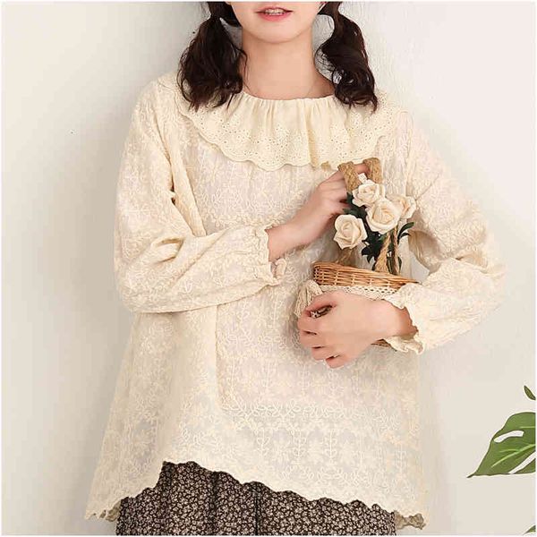 women's blouses & shirts back buttons up kawaii embroidery long sleeve cotton lolita shirt japanese style mori girl cm17, White
women's blouses & shirts back buttons up kawaii embroidery long sleeve cotton lolita shirt japanese style mori girl cm17, White