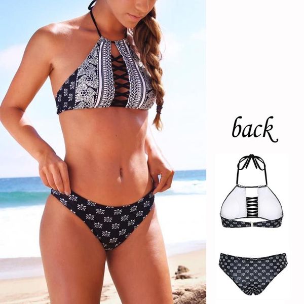 women's swimwear fashion black geometric patterns printing sling padding bikini set beach swimsuit 2 pieces, White;black
women's swimwear fashion black geometric patterns printing sling padding bikini set beach swimsuit 2 pieces, White;black