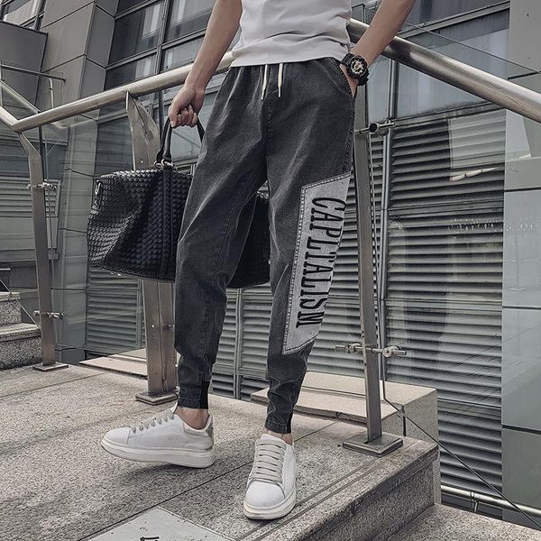 men's jeans spring summer letter embroidery washed harlan casual trendy trousers stitching slim denim thin hip hop jean, Blue
men's jeans spring summer letter embroidery washed harlan casual trendy trousers stitching slim denim thin hip hop jean, Blue