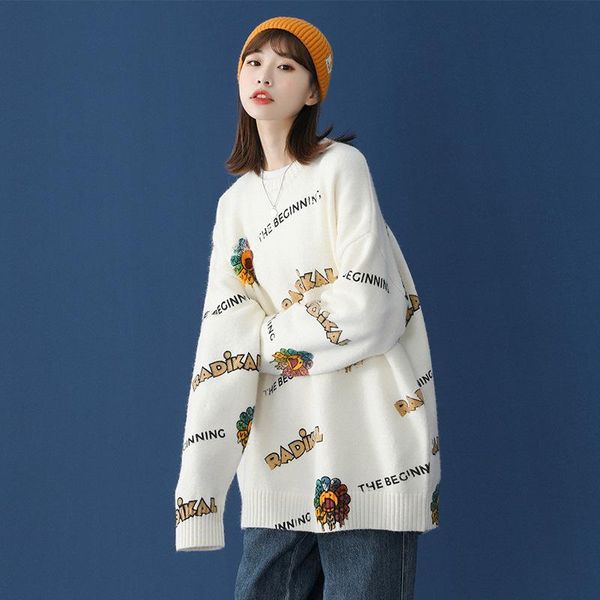women's sweaters fashion women's autumn and winter knitted 2021 loose long sleeve oversized sweater korean woman pullovers p447, White;black
women's sweaters fashion women's autumn and winter knitted 2021 loose long sleeve oversized sweater korean woman pullovers p447, White;black