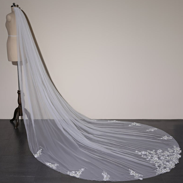 bridal veils white ivory flower lace veil, soft tulle exquisite one tier wedding cathedral fingertip floor lengt, Black
bridal veils white ivory flower lace veil, soft tulle exquisite one tier wedding cathedral fingertip floor lengt, Black