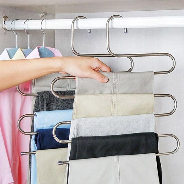 hangers & racks 3pcs 5 layers stainless steel clothes s shape pants storage rack multilayer cloth hanger closet organizer drying
hangers & racks 3pcs 5 layers stainless steel clothes s shape pants storage rack multilayer cloth hanger closet organizer drying