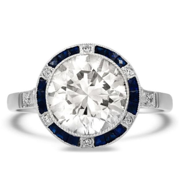 cluster rings exquisite women's blue crystal zircon ring round gem engagement wedding banquet jewelry anniversary gift, Golden;silver
cluster rings exquisite women's blue crystal zircon ring round gem engagement wedding banquet jewelry anniversary gift, Golden;silver