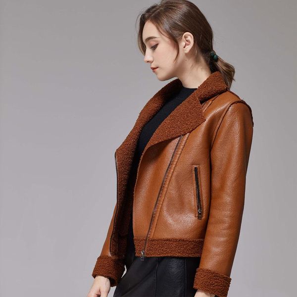Women's Leather & Faux Soft PU Jackets Women Lapel Zipper Short Slim Female Coats Spring Autumn Thick Warm Overcoat Large Size, Black
Women's Leather & Faux Soft PU Jackets Women Lapel Zipper Short Slim Female Coats Spring Autumn Thick Warm Overcoat Large Size, Black