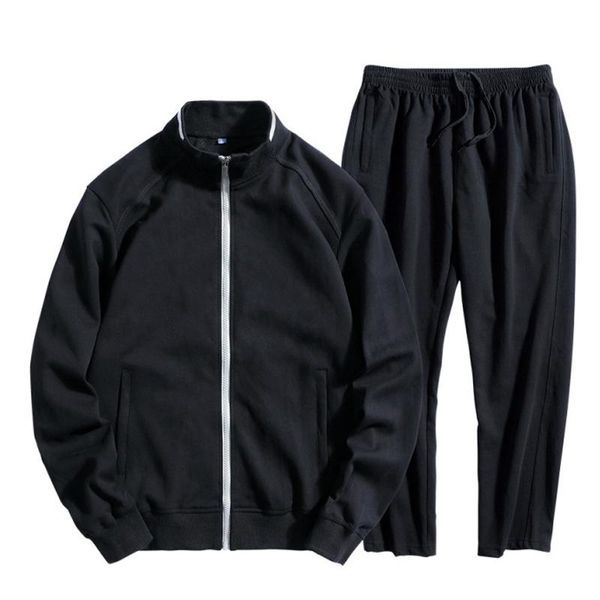 men's tracksuits 45kg-140kg spring and autumn sportwear fashion mandarin collar tracksuit 2 pieces sets casual zipper jackets pants, Gray