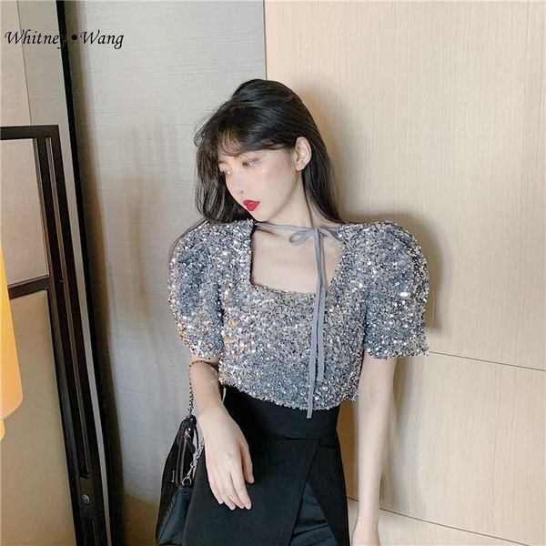 women's blouses & shirts whitney wang 2021 summer fashion streetwear square collar puff sleeve sequins blouse women blusas lady shirt t, White
women's blouses & shirts whitney wang 2021 summer fashion streetwear square collar puff sleeve sequins blouse women blusas lady shirt t, White