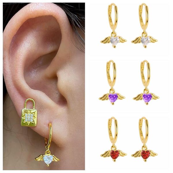 hoop & huggie canner ear rings 925 sterling silver cute angel heart pendant earrings round piercing earring women jewelry accessories, Golden;silver
hoop & huggie canner ear rings 925 sterling silver cute angel heart pendant earrings round piercing earring women jewelry accessories, Golden;silver