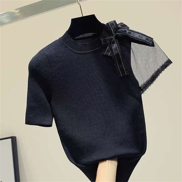 shintimes bow tshirt women mesh black short sleeve t shirt woman clothes knitted slim summer casual tee shirt femme 210322, White
shintimes bow tshirt women mesh black short sleeve t shirt woman clothes knitted slim summer casual tee shirt femme 210322, White