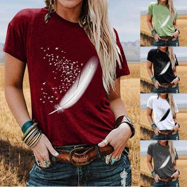 women's t-shirt women 2021 tees summer feather print shirt lady t-shirts o-neck t ladies womens graphic female tee basic mujer, White
women's t-shirt women 2021 tees summer feather print shirt lady t-shirts o-neck t ladies womens graphic female tee basic mujer, White