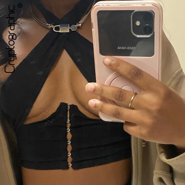 cryptographic breasted halter wrap crop women summer sleeveless club party baless cut-out cropped streetwear, Black;white
cryptographic breasted halter wrap crop women summer sleeveless club party baless cut-out cropped streetwear, Black;white