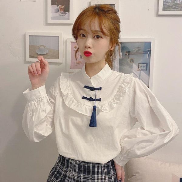 women's blouses & shirts 2021 spring autumn women fashion white stand collar disc button college style long-sleeved blouse blusa y399
women's blouses & shirts 2021 spring autumn women fashion white stand collar disc button college style long-sleeved blouse blusa y399