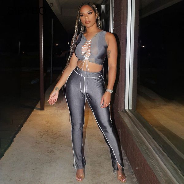 sibybo fashion silver hollow out women two piece set bandage patchwork and pants outfits for women matching sets streetwear, Black;white
sibybo fashion silver hollow out women two piece set bandage patchwork and pants outfits for women matching sets streetwear, Black;white