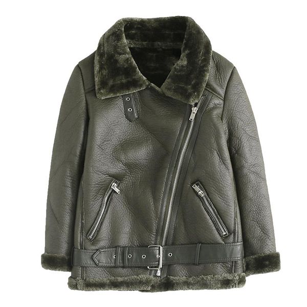 women's leather & faux warm fashion spring autumn thicken zipper long sleeves turn-down collar pockets loose coat female cy375, Black
women's leather & faux warm fashion spring autumn thicken zipper long sleeves turn-down collar pockets loose coat female cy375, Black